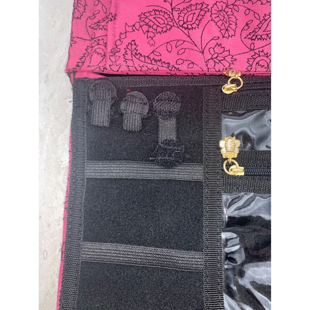 Flip'n Dazzle Ultimate Jewelry Organizer Bag Pink Paisley Travel Case Storage